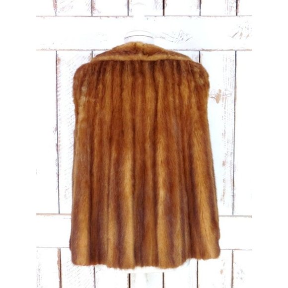 Vintage mink muskrat fur stole wrap 40s 50s brown fur capelet caplet wedding - Picture 4 of 4
